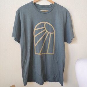 Wohven Size L Blue Graphic Short Sleeve Crew Neck T Shirt